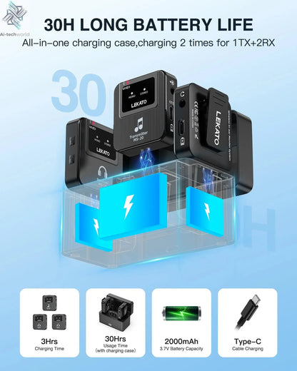 Lekato Ms-20 Wireless Iem, 30H Charging Case & 150Ft Range - 1 Tx To 2 Rx Set for Crystal Clear Live Monitoring Ai-TechWorld 