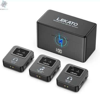 Lekato Ms-20 Wireless Iem, 30H Charging Case & 150Ft Range - 1 Tx To 2 Rx Set for Crystal Clear Live Monitoring Ai-TechWorld 