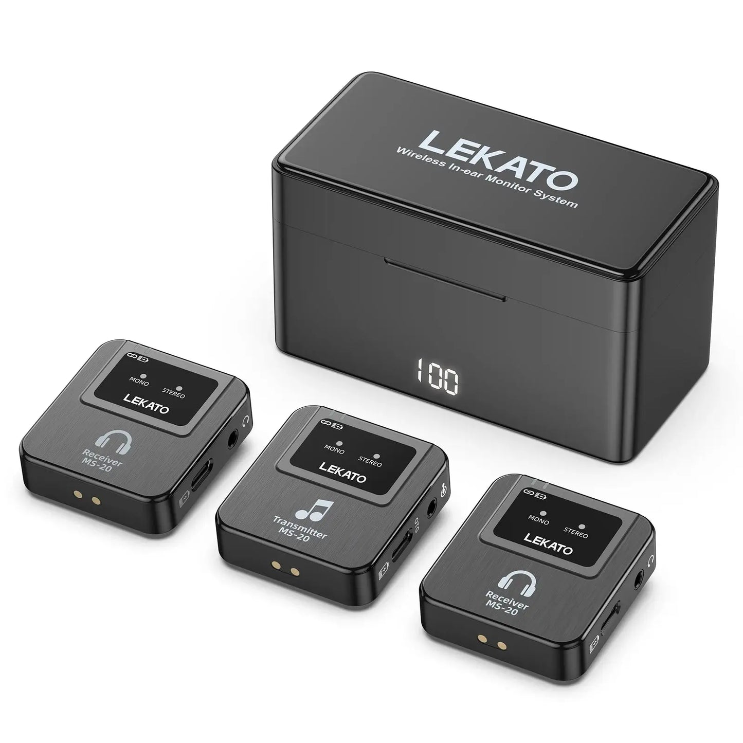 Lekato Ms-20 Wireless Iem, 30H Charging Case & 150Ft Range - 1 Tx To 2 Rx Set for Crystal Clear Live Monitoring Ai-TechWorld 