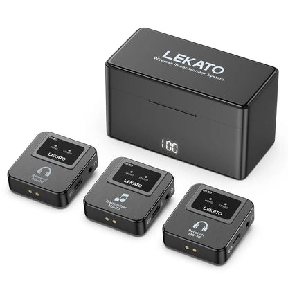 Lekato Ms-20 Wireless Iem, 30H Charging Case & 150Ft Range - 1 Tx To 2 Rx Set for Crystal Clear Live Monitoring Ai-TechWorld 