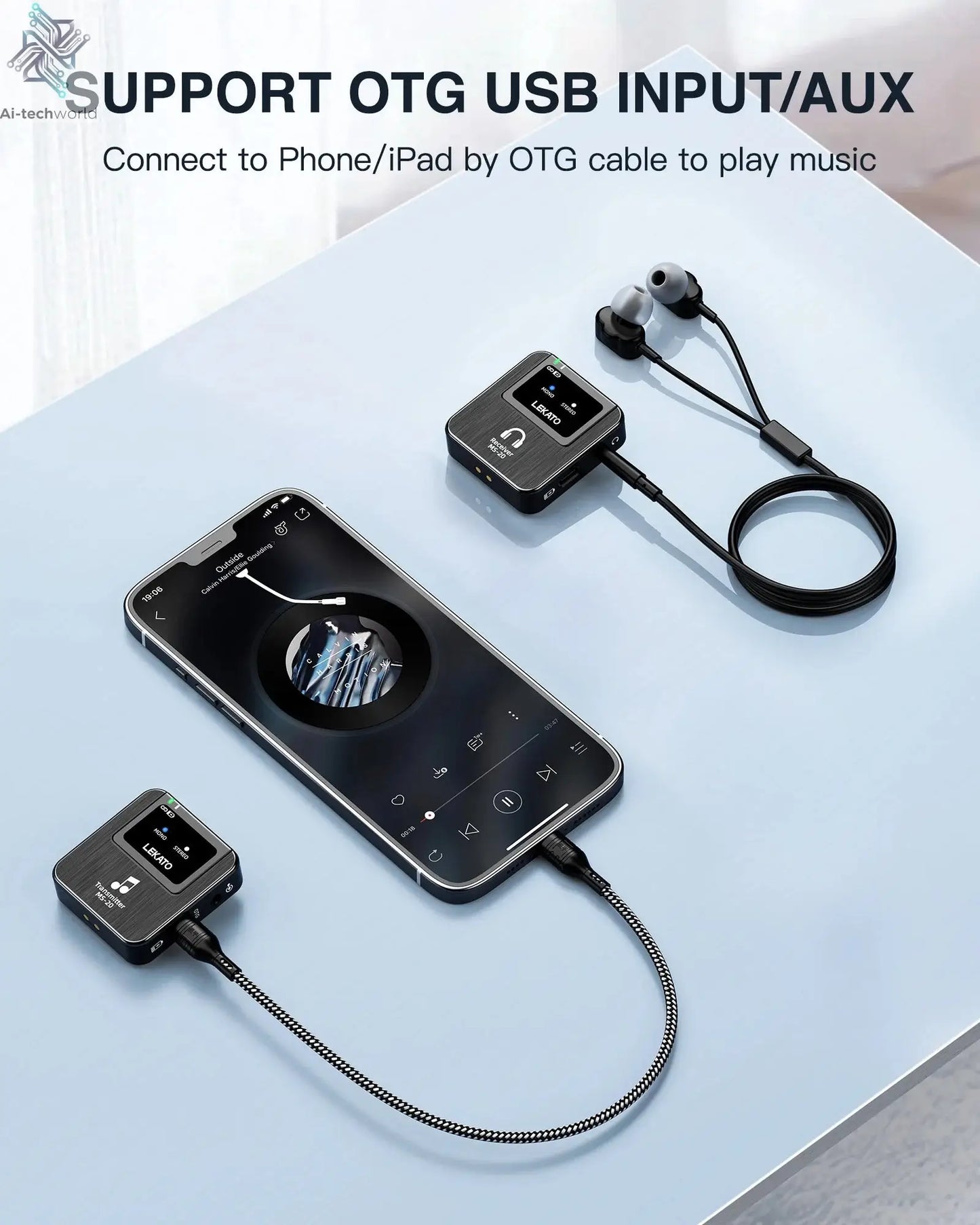 Lekato Ms-20 Wireless Iem, 30H Charging Case & 150Ft Range - 1 Tx To 2 Rx Set for Crystal Clear Live Monitoring Ai-TechWorld 