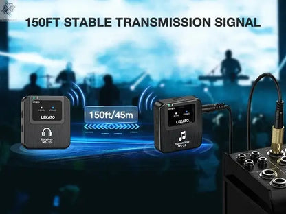 Lekato Ms-20 Wireless Iem, 30H Charging Case & 150Ft Range - 1 Tx To 2 Rx Set for Crystal Clear Live Monitoring Ai-TechWorld 