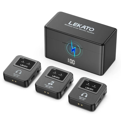 Lekato Ms-20 Wireless Iem, 30H Charging Case & 150Ft Range - 1 Tx To 2 Rx Set for Crystal Clear Live Monitoring Ai-TechWorld 