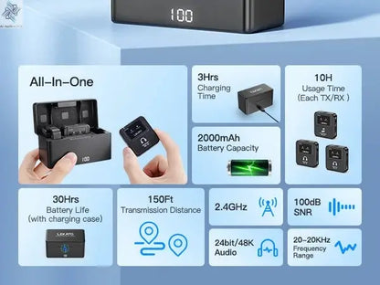 Lekato Ms-20 Wireless Iem, 30H Charging Case & 150Ft Range - 1 Tx To 2 Rx Set for Crystal Clear Live Monitoring Ai-TechWorld 