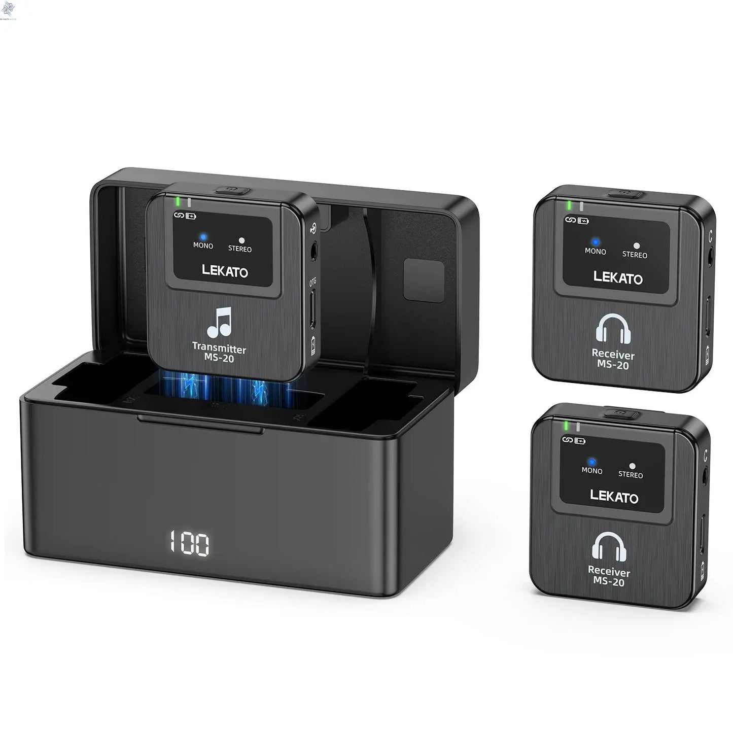 Lekato Ms-20 Wireless Iem, 30H Charging Case & 150Ft Range - 1 Tx To 2 Rx Set for Crystal Clear Live Monitoring Ai-TechWorld 