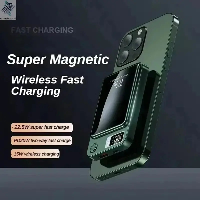 Lenovo 500000mAh Magnetic Power Bank Wireless Fast Charger For Magsafe Portable Auxiliary Battery Pack For iphone Samsung Xiaomi Ai-TechWorld 