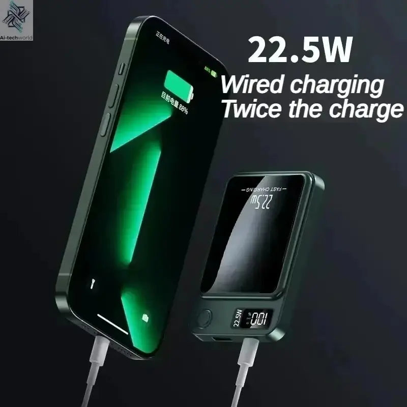 Lenovo 500000mAh Magnetic Power Bank Wireless Fast Charger For Magsafe Portable Auxiliary Battery Pack For iphone Samsung Xiaomi Ai-TechWorld 