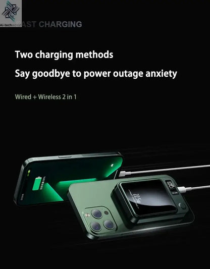 Lenovo 500000mAh Magnetic Power Bank Wireless Fast Charger For Magsafe Portable Auxiliary Battery Pack For iphone Samsung Xiaomi Ai-TechWorld 