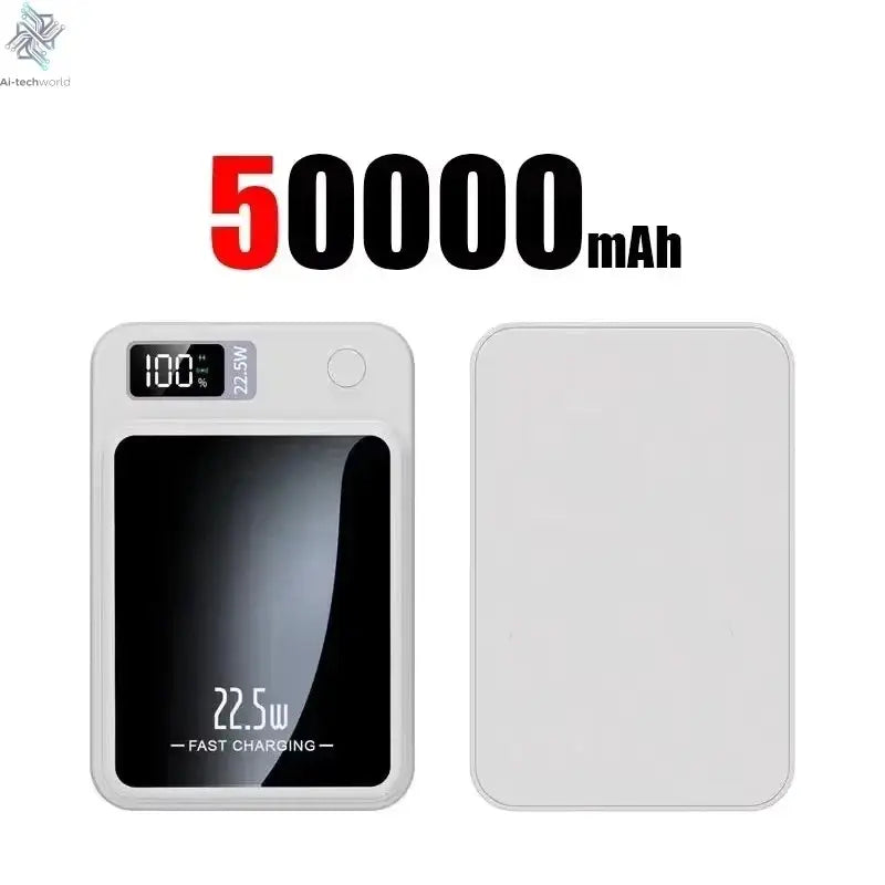 Lenovo 500000mAh Magnetic Power Bank Wireless Fast Charger For Magsafe Portable Auxiliary Battery Pack For iphone Samsung Xiaomi Ai-TechWorld 