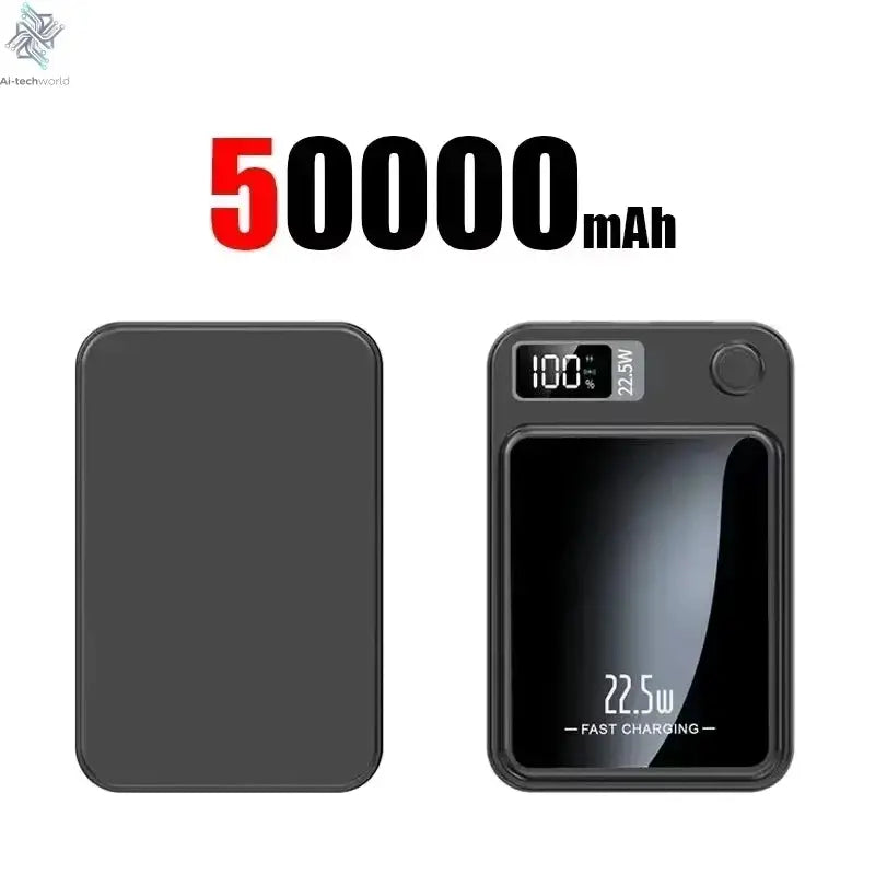Lenovo 500000mAh Magnetic Power Bank Wireless Fast Charger For Magsafe Portable Auxiliary Battery Pack For iphone Samsung Xiaomi Ai-TechWorld 