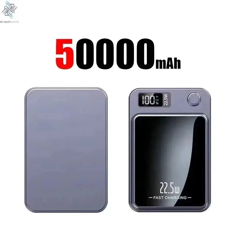 Lenovo 500000mAh Magnetic Power Bank Wireless Fast Charger For Magsafe Portable Auxiliary Battery Pack For iphone Samsung Xiaomi Ai-TechWorld 