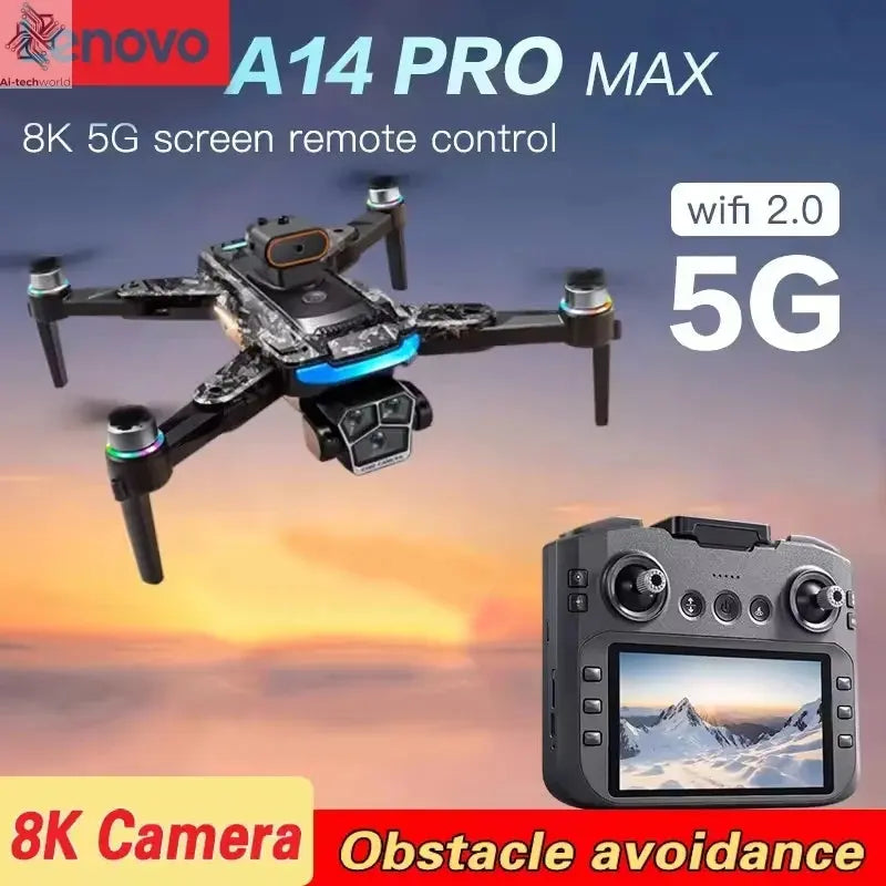 Lenovo A14 Pro Max Gps Drone Brushless Screen Control Obstacle Avoidance Optical Flow Intelligent Remote Control Aircraft 10000m Ai-TechWorld 