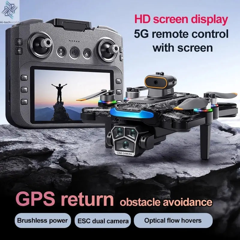 Lenovo A14 Pro Max Gps Drone Brushless Screen Control Obstacle Avoidance Optical Flow Intelligent Remote Control Aircraft 10000m Ai-TechWorld 