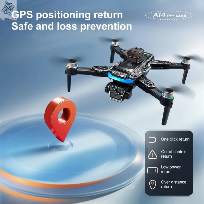 Lenovo A14 Pro Max Gps Drone Brushless Screen Control Obstacle Avoidance Optical Flow Intelligent Remote Control Aircraft 10000m Ai-TechWorld 