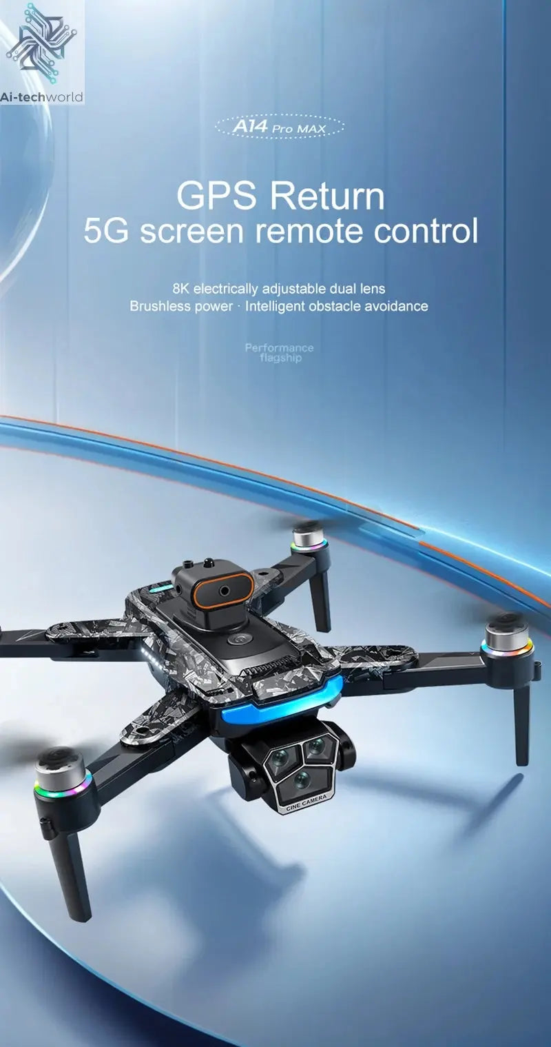 Lenovo A14 Pro Max Gps Drone Brushless Screen Control Obstacle Avoidance Optical Flow Intelligent Remote Control Aircraft 10000m Ai-TechWorld 