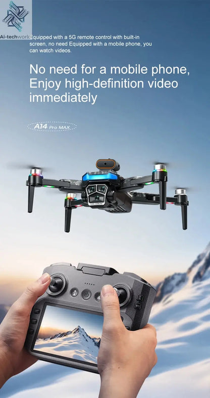 Lenovo A14 Pro Max Gps Drone Brushless Screen Control Obstacle Avoidance Optical Flow Intelligent Remote Control Aircraft 10000m Ai-TechWorld 