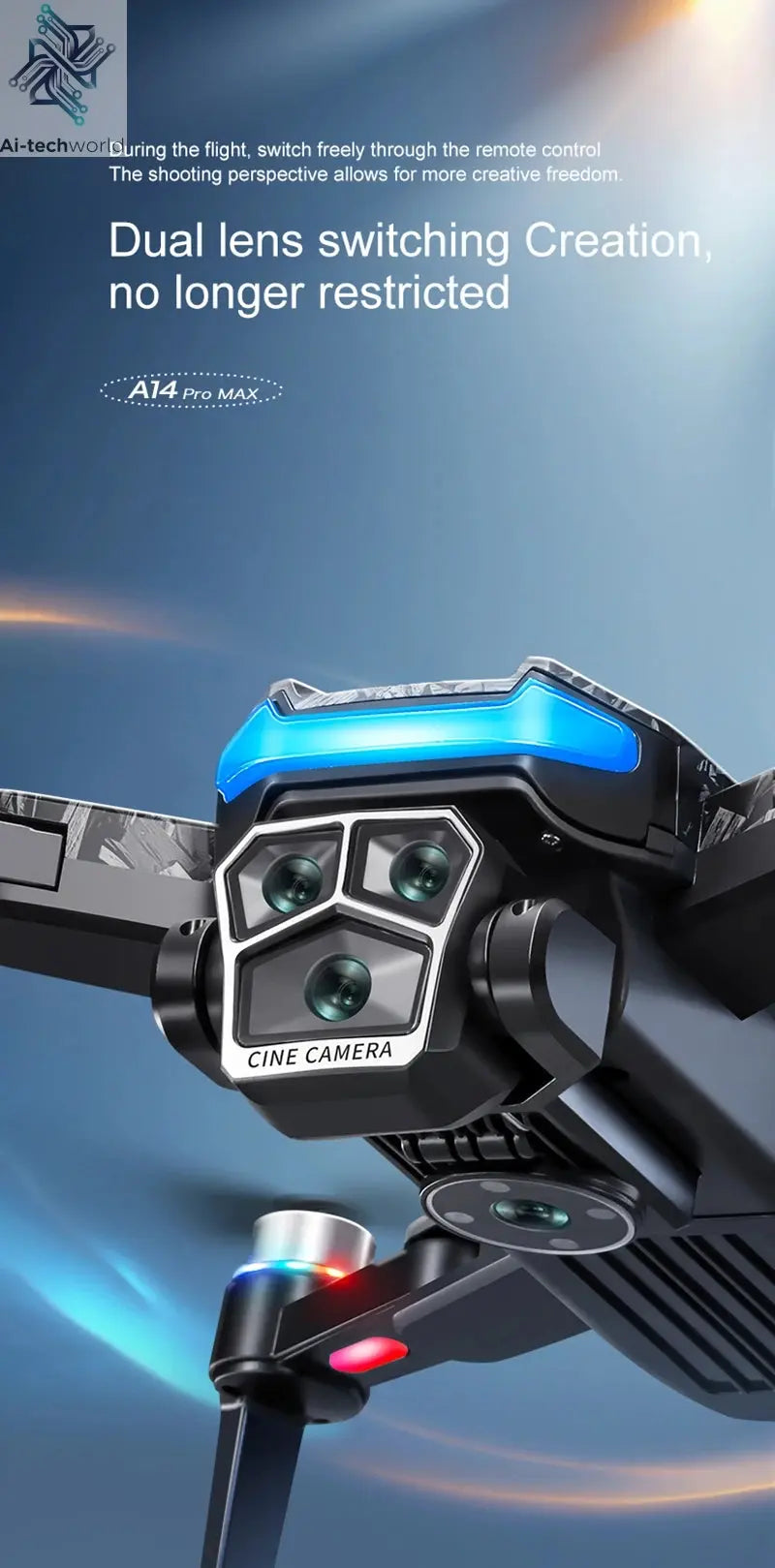 Lenovo A14 Pro Max Gps Drone Brushless Screen Control Obstacle Avoidance Optical Flow Intelligent Remote Control Aircraft 10000m Ai-TechWorld 