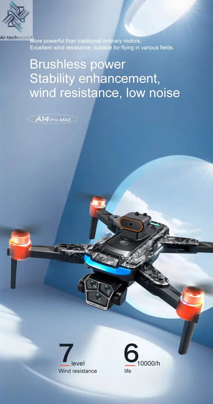 Lenovo A14 Pro Max Gps Drone Brushless Screen Control Obstacle Avoidance Optical Flow Intelligent Remote Control Aircraft 10000m Ai-TechWorld 