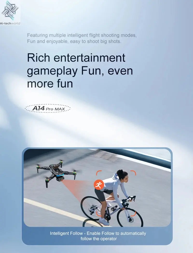 Lenovo A14 Pro Max Gps Drone Brushless Screen Control Obstacle Avoidance Optical Flow Intelligent Remote Control Aircraft 10000m Ai-TechWorld 