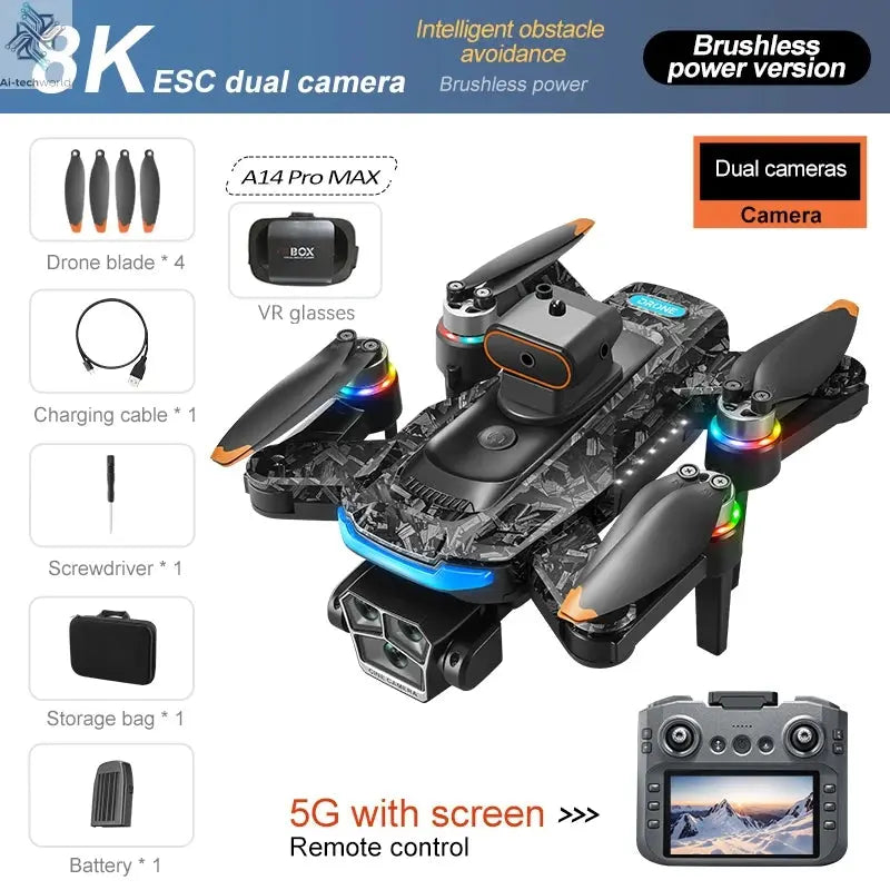 Lenovo A14 Pro Max Gps Drone Brushless Screen Control Obstacle Avoidance Optical Flow Intelligent Remote Control Aircraft 10000m Ai-TechWorld 