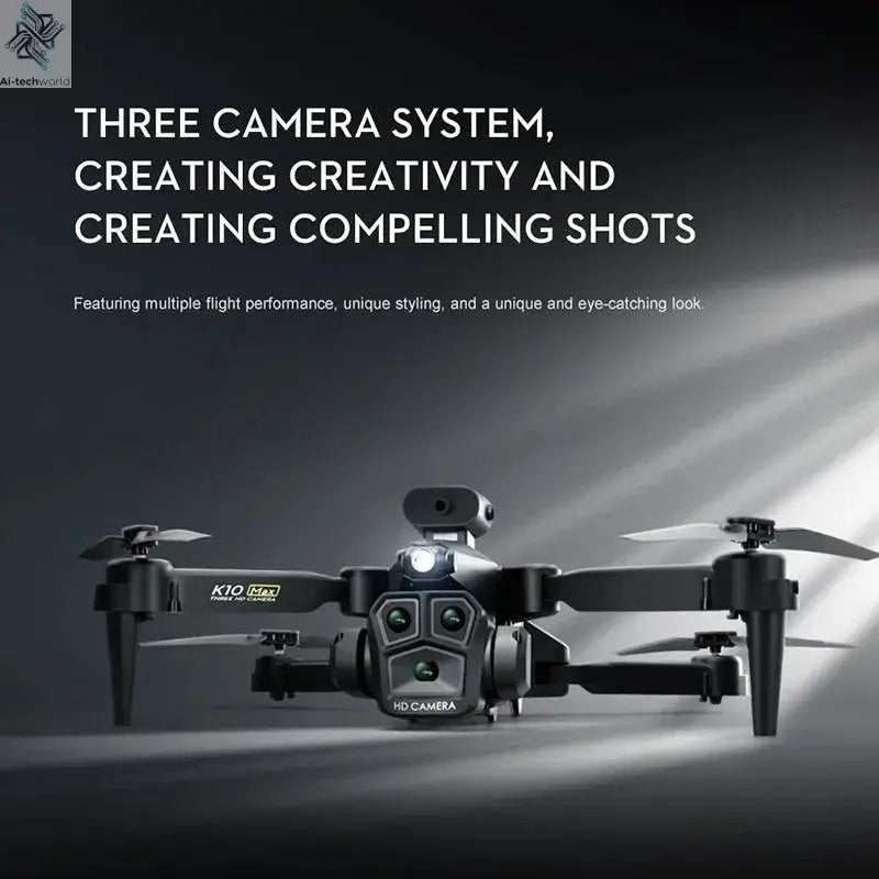 Lenovo K10Max Drone 8K Professinal Three Camera Optical Flow Localization Four-way Obstacle Avoidance RC for Adults Child Toys Ai-TechWorld 