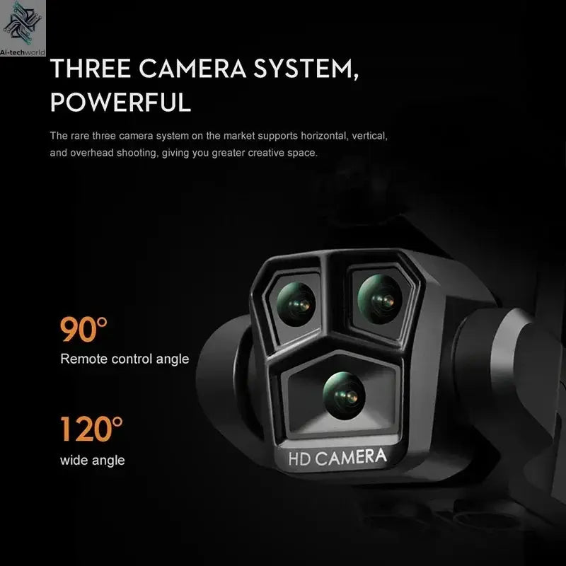 Lenovo K10Max Drone 8K Professinal Three Camera Optical Flow Localization Four-way Obstacle Avoidance RC for Adults Child Toys Ai-TechWorld 