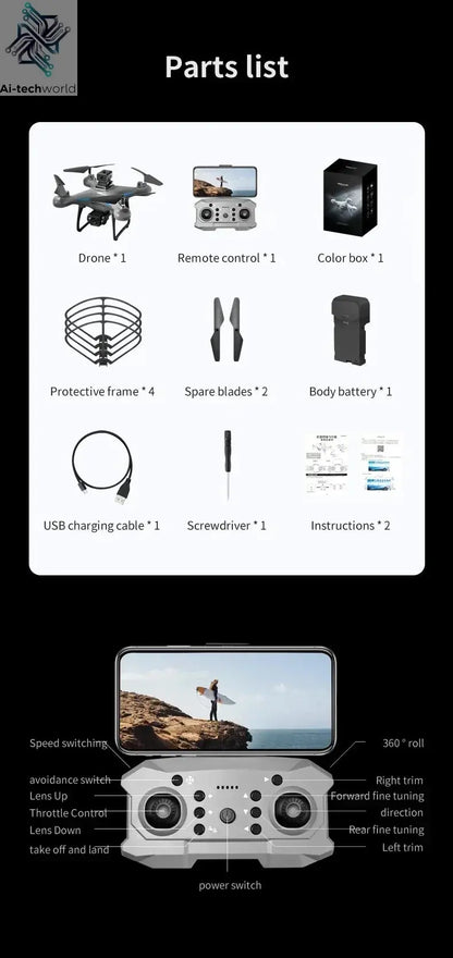 Lenovo Ky102 Drone 8k Hd Aerial Photography Dual Camera Brushless Quadcopter Obstacle Avoidance Optical Flow Aerial Rc Drone Ai-TechWorld 