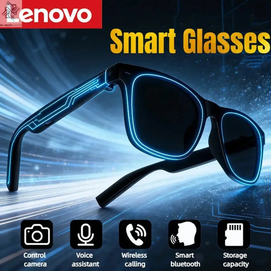 Lenovo Smart Glasses Remote Control Touch Photo Camera Recording Translator Voice Assistant Adults Wireless Bluetooth Glasses Ai-TechWorld 