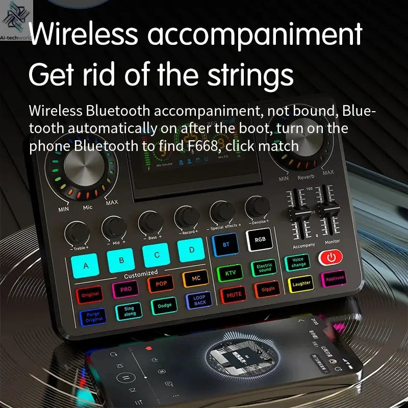 Live Broadcast Quipment Podcast Gaming 48V Live Sound Card Audio mixer With Microphone Set Device For Recording Live Streaming Ai-TechWorld 