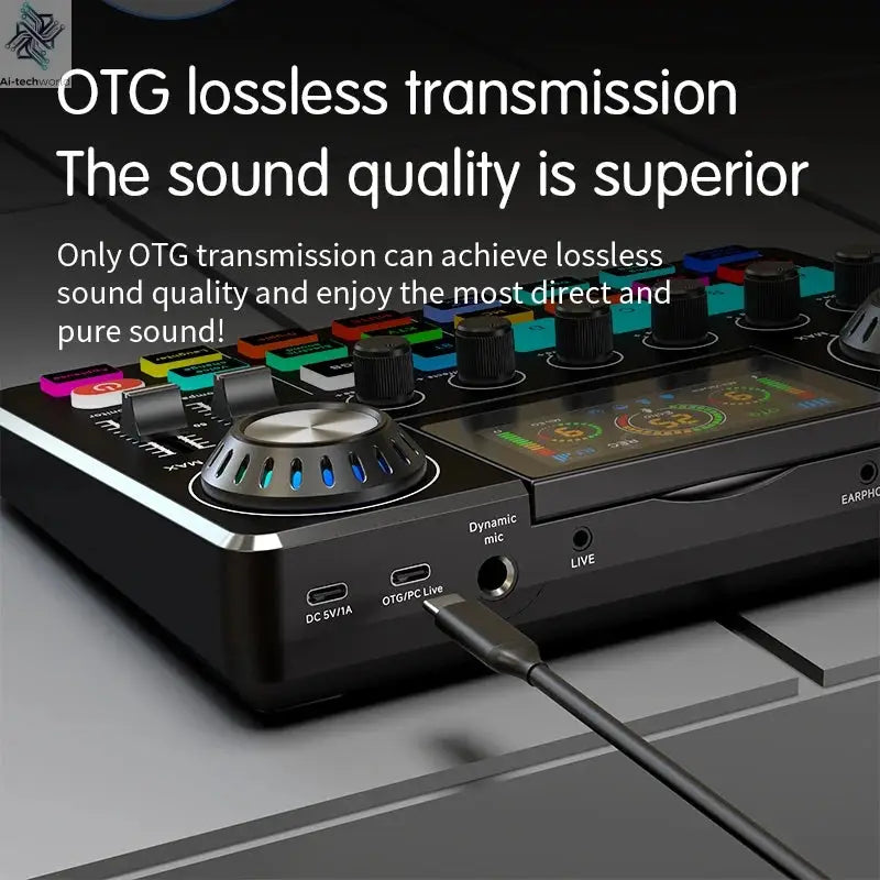Live Broadcast Quipment Podcast Gaming 48V Live Sound Card Audio mixer With Microphone Set Device For Recording Live Streaming Ai-TechWorld 