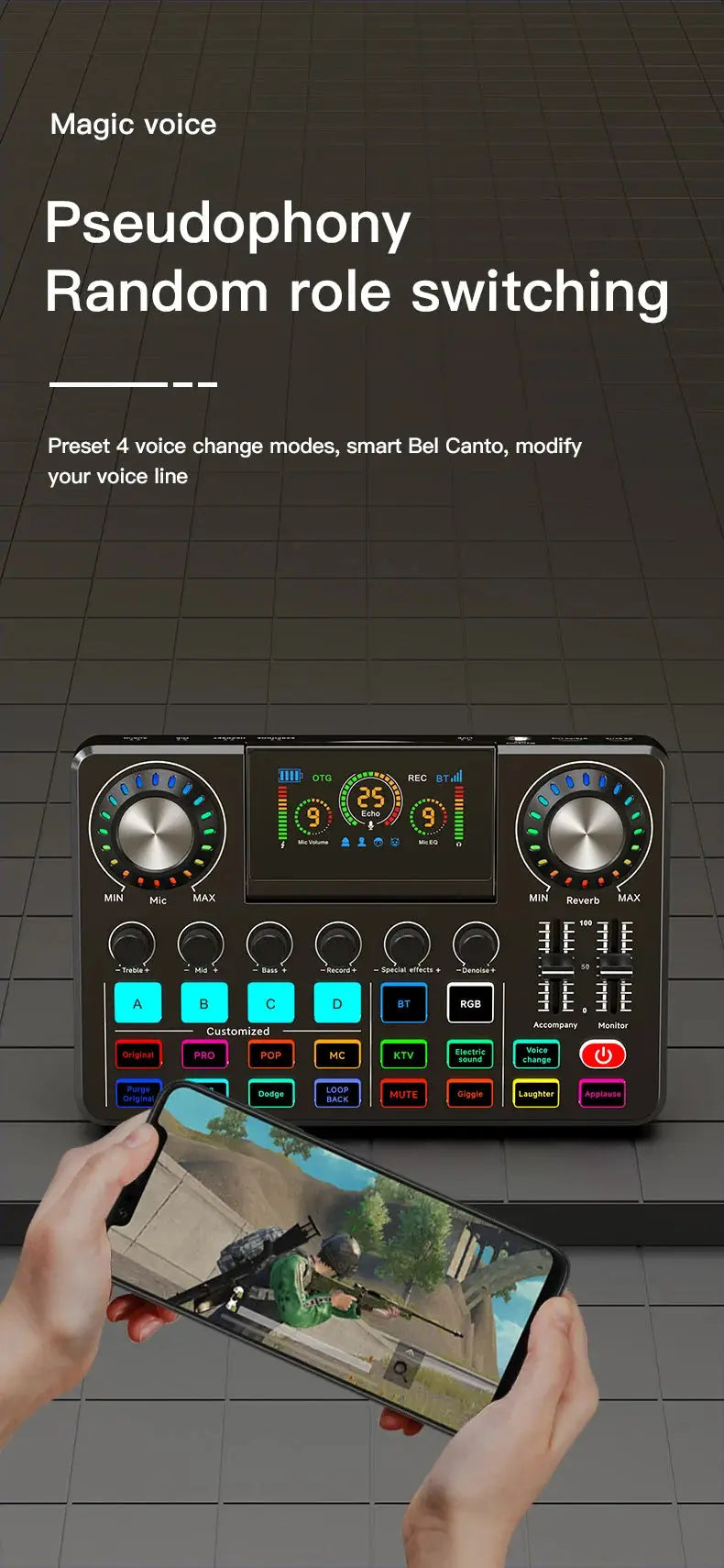 Live Broadcast Quipment Podcast Gaming 48V Live Sound Card Audio mixer With Microphone Set Device For Recording Live Streaming Ai-TechWorld 
