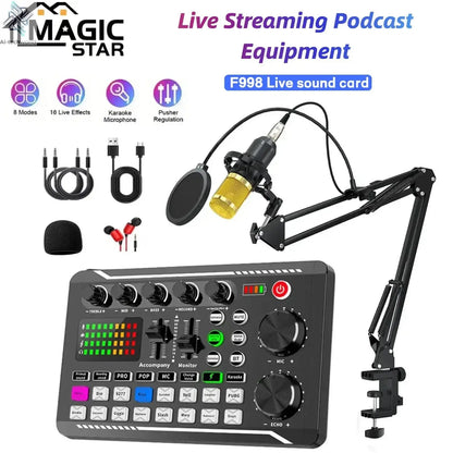 Live Podcast Equipment Set, with BM800 studio microphone, audio mixer supports a variety of sound effects, for PC,live broadcast Ai-TechWorld 