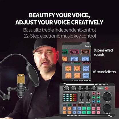 Live Podcast Equipment Set, with BM800 studio microphone, audio mixer supports a variety of sound effects, for PC,live broadcast Ai-TechWorld 