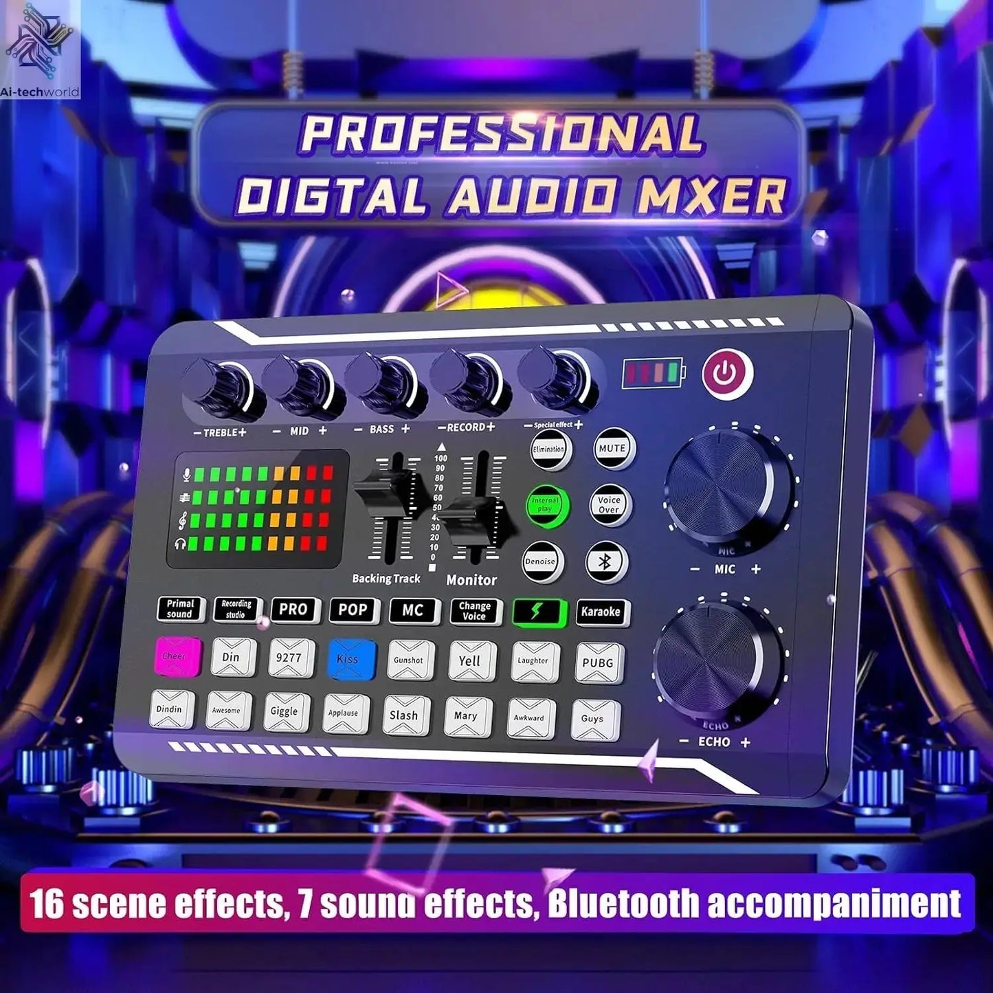 Live Podcast Equipment Set, with BM800 studio microphone, audio mixer supports a variety of sound effects, for PC,live broadcast Ai-TechWorld 