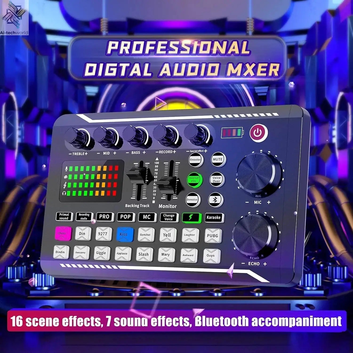 Live Podcast Equipment Set, with BM800 studio microphone, audio mixer supports a variety of sound effects, for PC,live broadcast Ai-TechWorld 