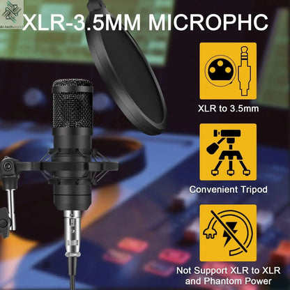 Live Podcast Equipment Set, with BM800 studio microphone, audio mixer supports a variety of sound effects, for PC,live broadcast Ai-TechWorld 
