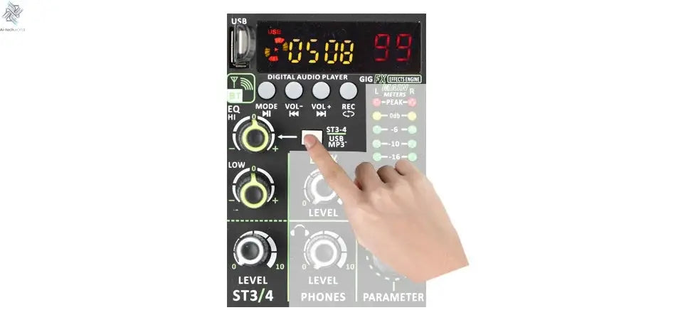 Lomeho 4 Channels Sound Mixer 48V 99 Digital Effect Portable Audio Table Bluetooth USB PC Record Mixing Console Church AM-AX3 Ai-TechWorld 