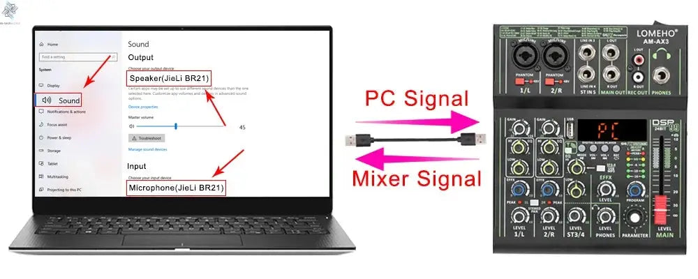 Lomeho 4 Channels Sound Mixer 48V 99 Digital Effect Portable Audio Table Bluetooth USB PC Record Mixing Console Church AM-AX3 Ai-TechWorld 