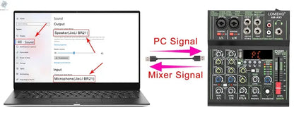 Lomeho 4 Channels Sound Mixer 48V 99 Digital Effect Portable Audio Table Bluetooth USB PC Record Mixing Console Church AM-AX3 Ai-TechWorld 