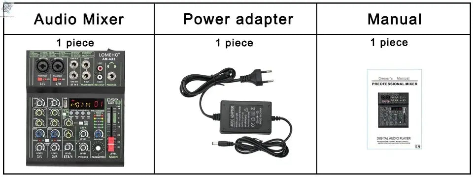 Lomeho 4 Channels Sound Mixer 48V 99 Digital Effect Portable Audio Table Bluetooth USB PC Record Mixing Console Church AM-AX3 Ai-TechWorld 