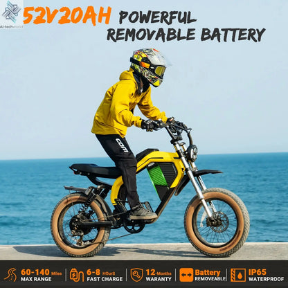 Luckeep M5 MAX Electric Bike for Adults,2000W Peak Motor,37.5MPH, 52V 20AHBattery Ebike,80 Miles 20" Fat Tire Electric Dirtbike Ai-TechWorld 