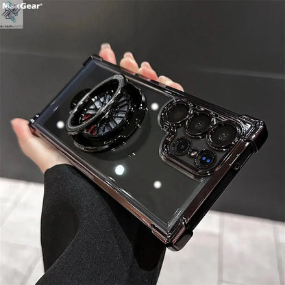 Luxury Airbags Plating Magnetic Transparent Case for Samsung Galaxy S25 S24 Ultra S23 Fe S22 Plus A54 A34 A15 A25 A35 A55 A53 - Ai - TechWorld