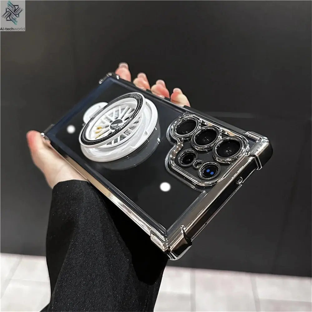 Luxury Airbags Plating Magnetic Transparent Case for Samsung Galaxy S25 S24 Ultra S23 Fe S22 Plus A54 A34 A15 A25 A35 A55 A53 - Ai - TechWorld