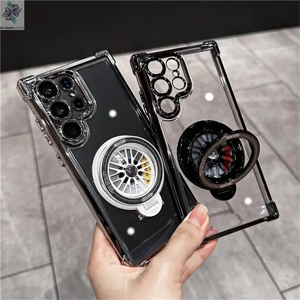 Luxury Airbags Plating Magnetic Transparent Case for Samsung Galaxy S25 S24 Ultra S23 Fe S22 Plus A54 A34 A15 A25 A35 A55 A53 - Ai - TechWorld