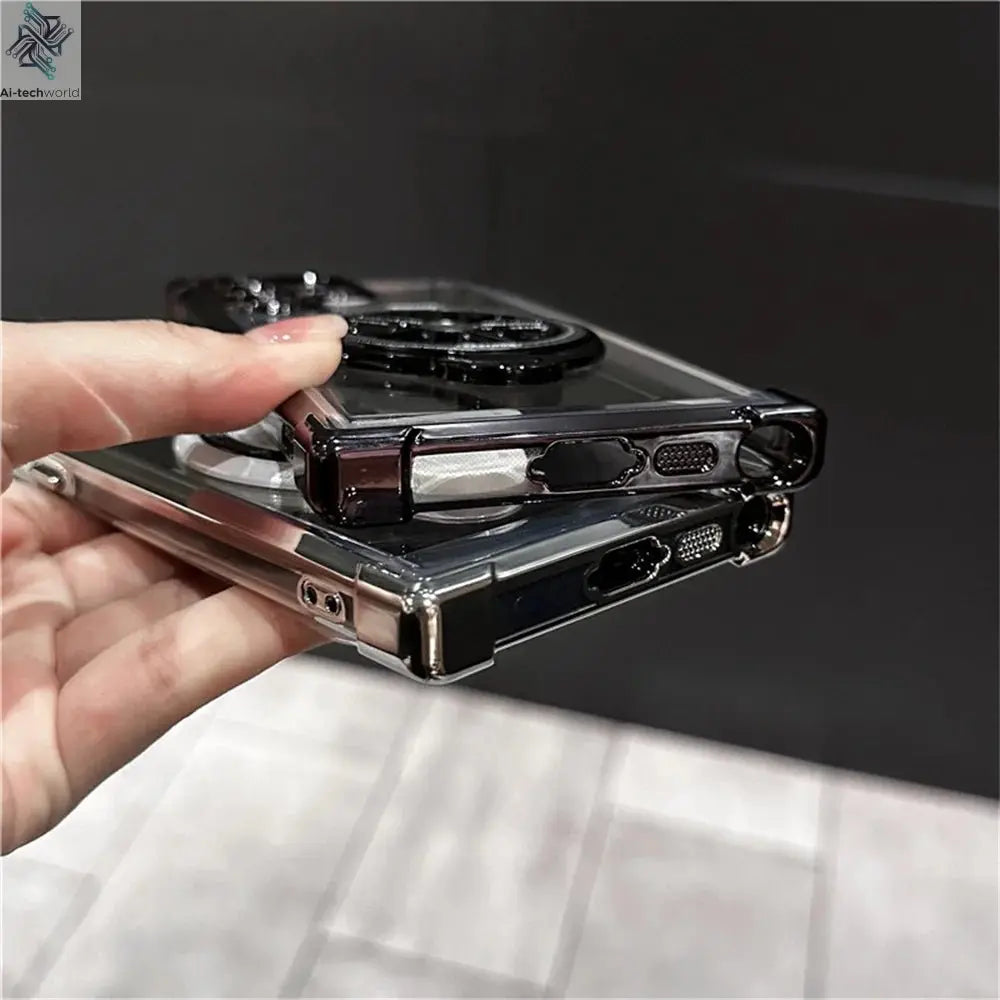 Luxury Airbags Plating Magnetic Transparent Case for Samsung Galaxy S25 S24 Ultra S23 Fe S22 Plus A54 A34 A15 A25 A35 A55 A53 - Ai - TechWorld