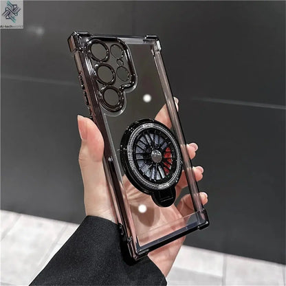 Luxury Airbags Plating Magnetic Transparent Case for Samsung Galaxy S25 S24 Ultra S23 Fe S22 Plus A54 A34 A15 A25 A35 A55 A53 - Ai - TechWorld