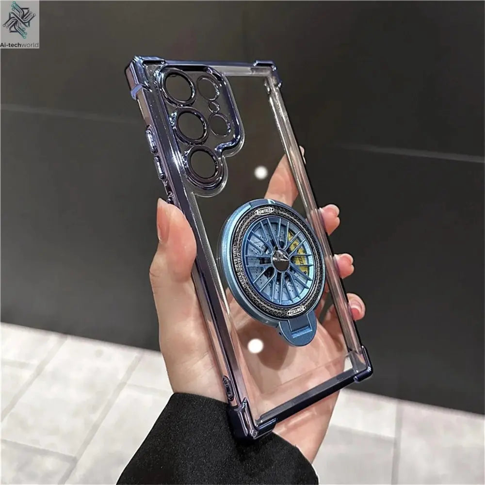 Luxury Airbags Plating Magnetic Transparent Case for Samsung Galaxy S25 S24 Ultra S23 Fe S22 Plus A54 A34 A15 A25 A35 A55 A53 - Ai - TechWorld