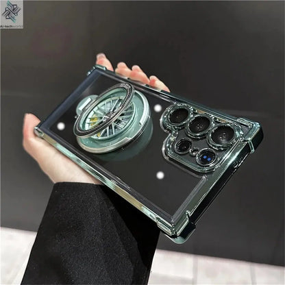 Luxury Airbags Plating Magnetic Transparent Case for Samsung Galaxy S25 S24 Ultra S23 Fe S22 Plus A54 A34 A15 A25 A35 A55 A53 - Ai - TechWorld