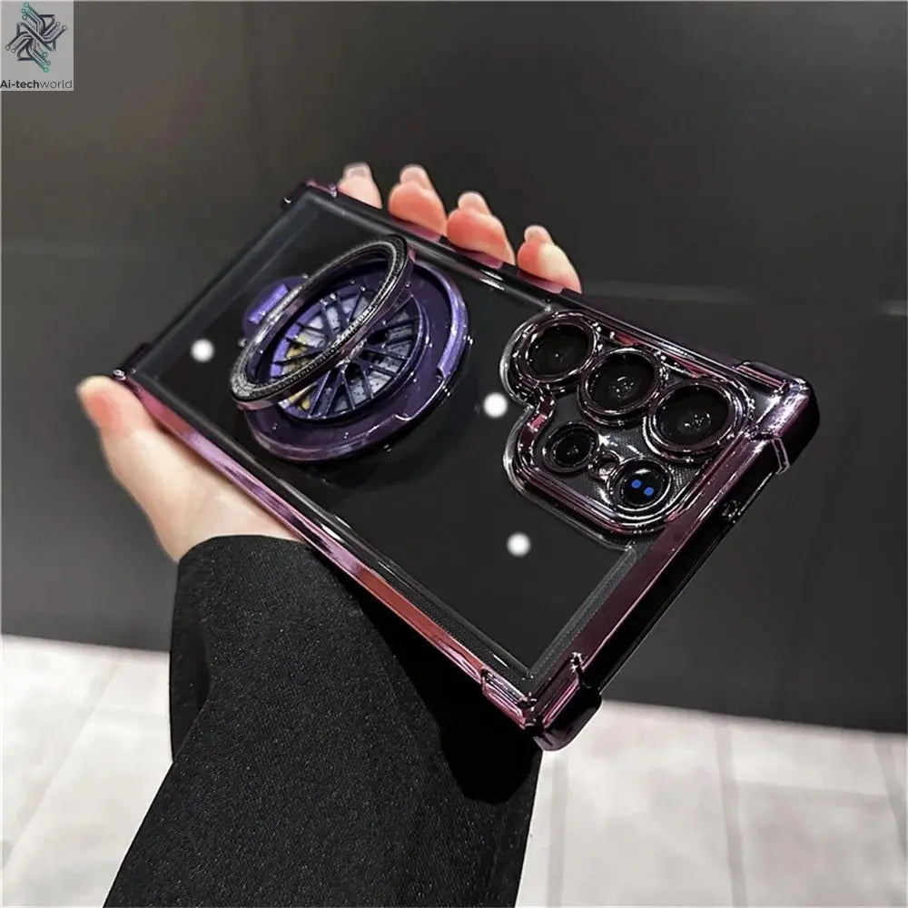 Luxury Airbags Plating Magnetic Transparent Case for Samsung Galaxy S25 S24 Ultra S23 Fe S22 Plus A54 A34 A15 A25 A35 A55 A53 - Ai - TechWorld