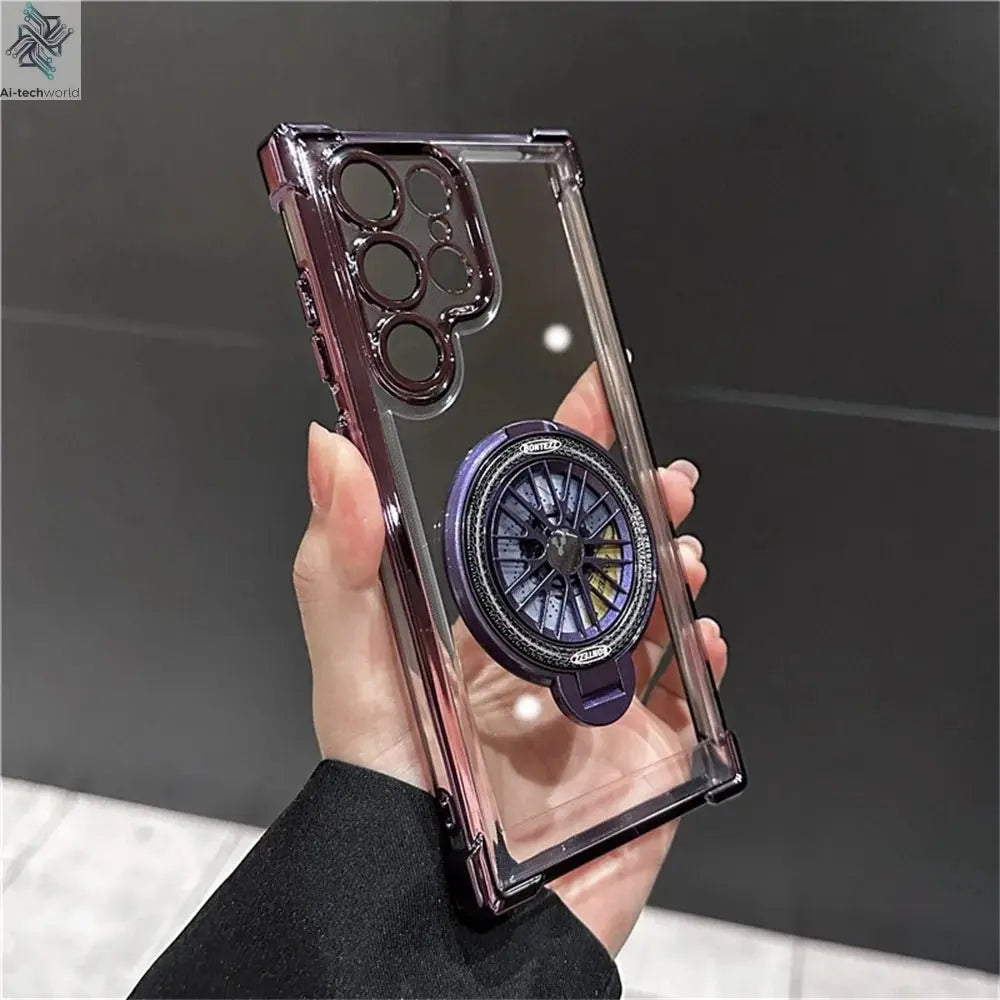 Luxury Airbags Plating Magnetic Transparent Case for Samsung Galaxy S25 S24 Ultra S23 Fe S22 Plus A54 A34 A15 A25 A35 A55 A53 - Ai - TechWorld